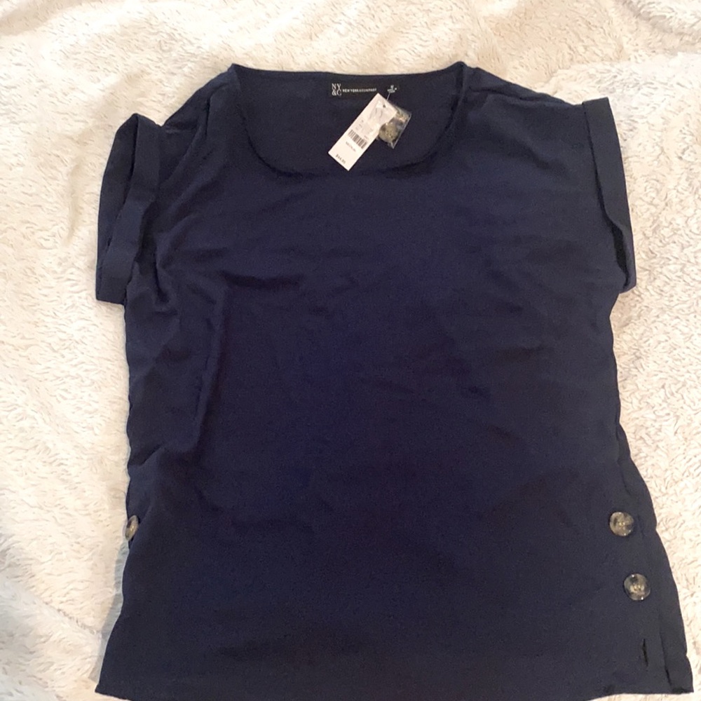 NWT NY& Co navy blue blouse